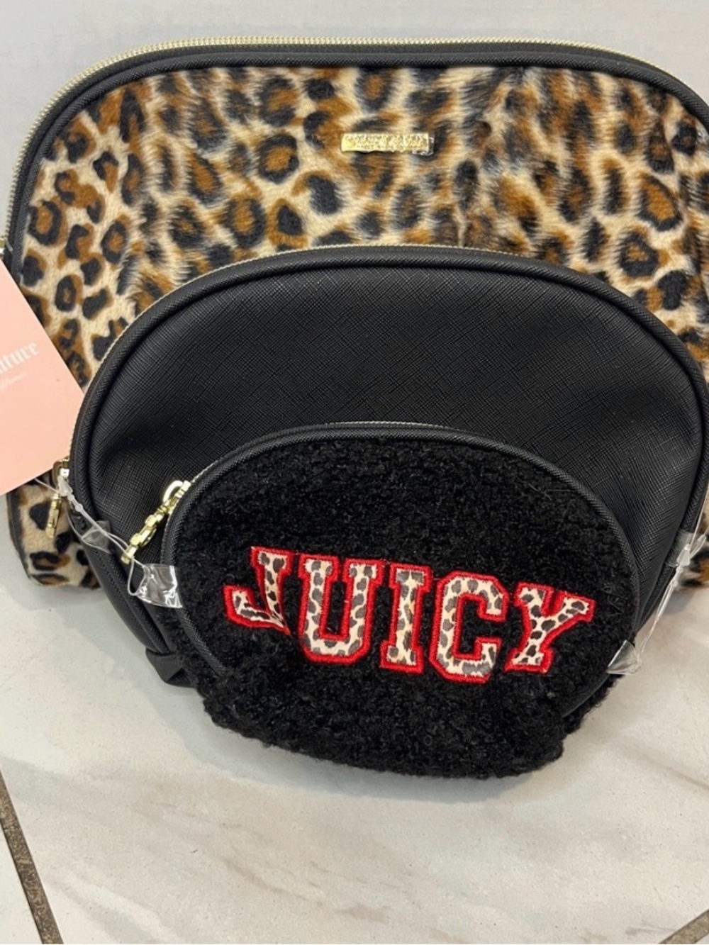 Juicy Couture Leopard, Black & Red Cosmetic Bag Trio *NEW w/ tags - Picture 2 of 8